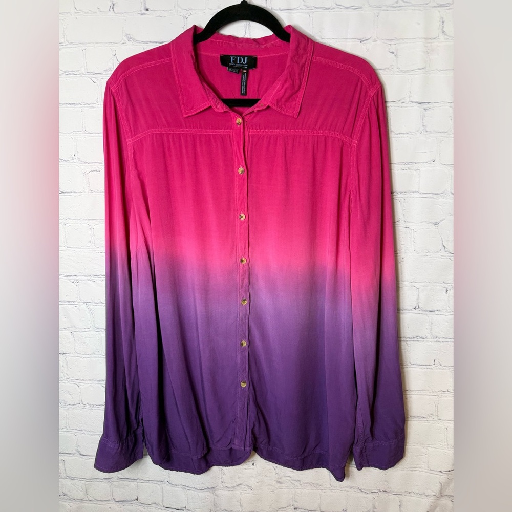 FDJ size 14 pink & purple ombré button close blouse